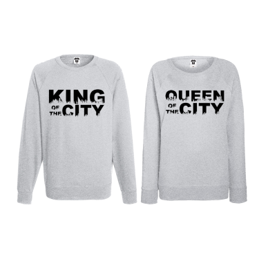 Set bluze pentru cupluri King Queen of the city Set bluze pentru cupluri King Queen of the city
