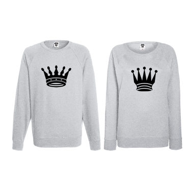 Set bluze pentru cupluri Big Crowns gri Set bluze pentru cupluri Big Crowns gri