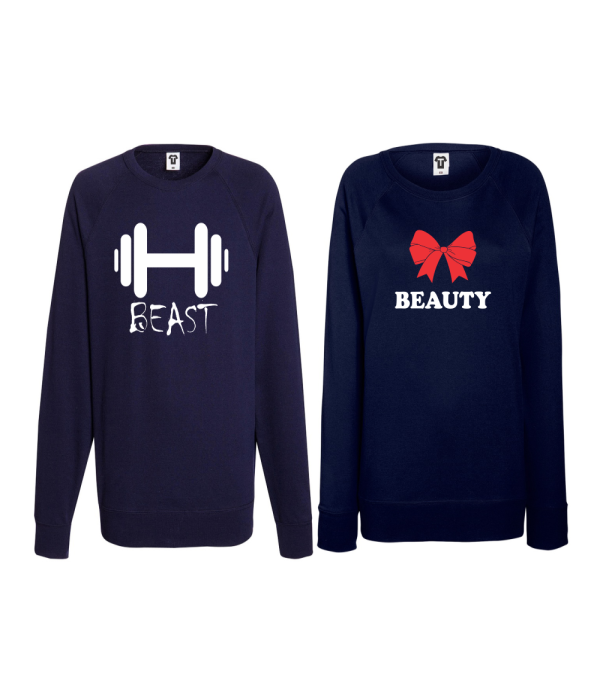 Set bluze pentru cupluri Beast and Beaty 2 albastru inchis Set bluze pentru cupluri Beast and Beaty 2 albastru inchis