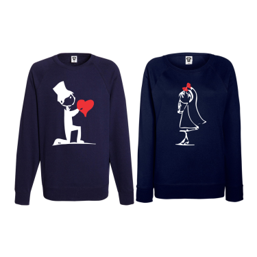 Set bluze pentru cupluri Cute Couple albastru inchis Set bluze pentru cupluri Cute Couple albastru inchis