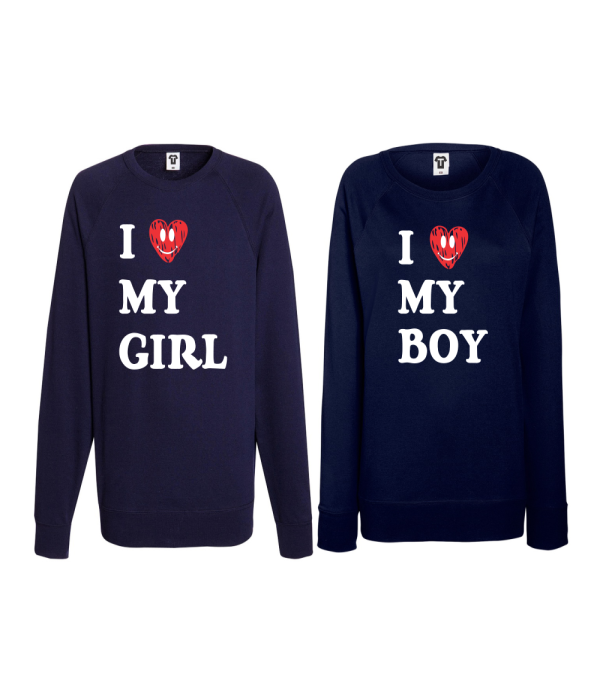 Set bluze pentru cupluri I LOVE MY GIRL albastru inchis Set bluze pentru cupluri I LOVE MY GIRL albastru inchis