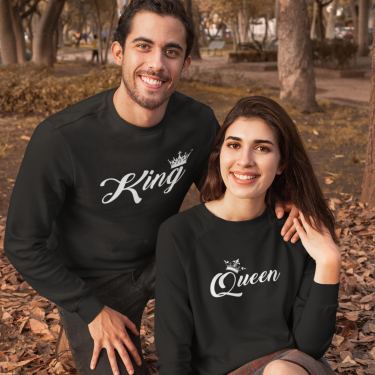 Set bluze pentru cuplu pe negru King & Queen 4 Set bluze pentru cuplu pe negru King & Queen 4