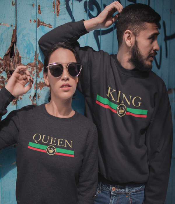 Set bluze pentru cuplu pe negru King - Queen RG