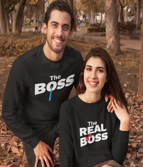 Set bluze pentru cuplu pe negru The Real Boss Tie 2019