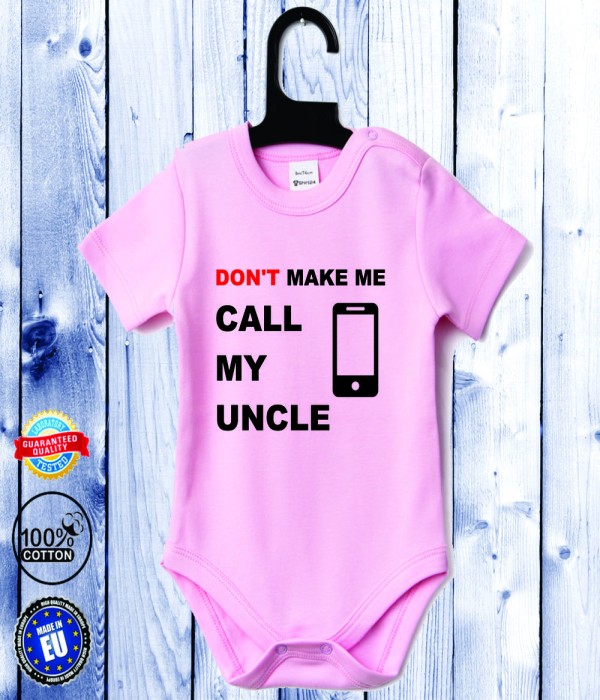Body bebelusi cu maneca scurta roz Call my Uncle