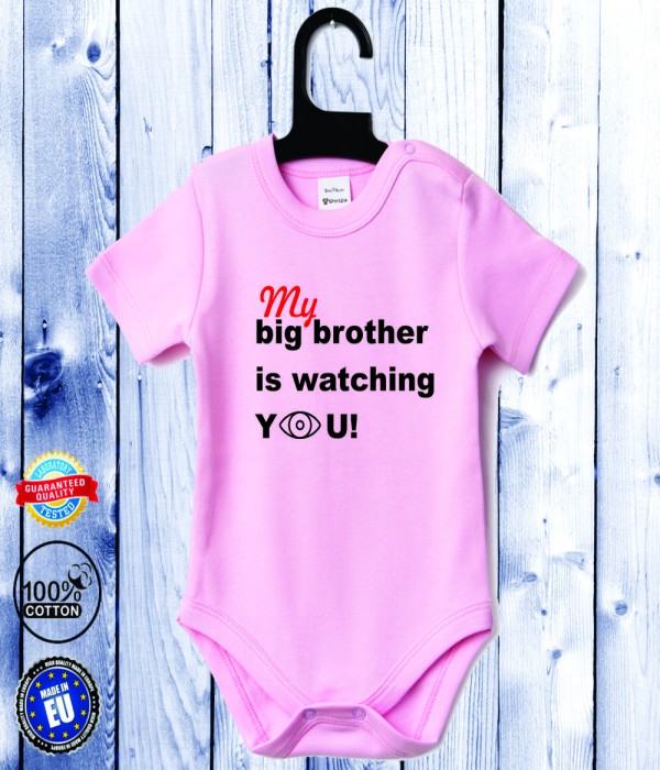Body bebelusi cu maneca scurta roz Big Brother Body bebelusi cu maneca scurta roz Big Brother
