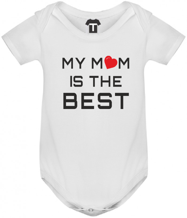 Body de bebe My Mom is The Best alb Body de bebe My Mom is The Best alb