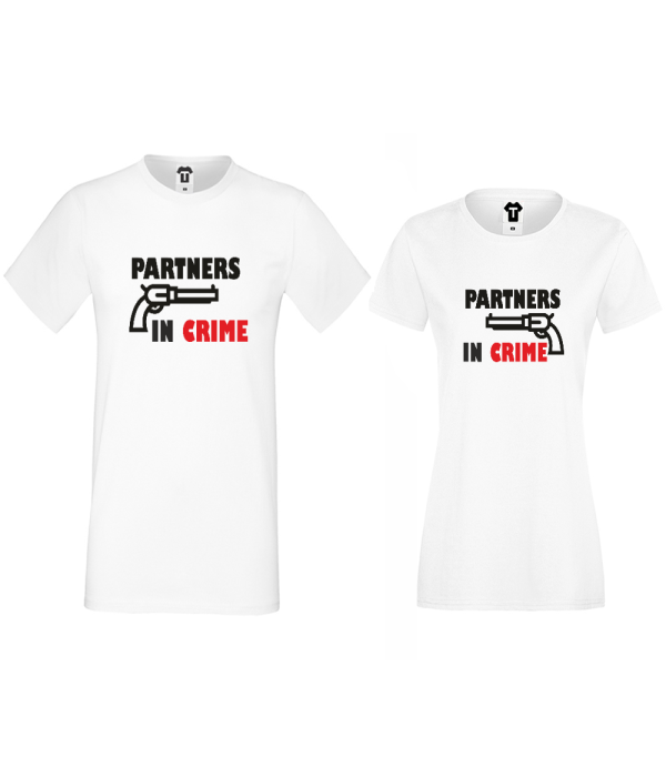 Tricouri pentru cuplu Partners in Crime Tricouri pentru cuplu Partners in Crime