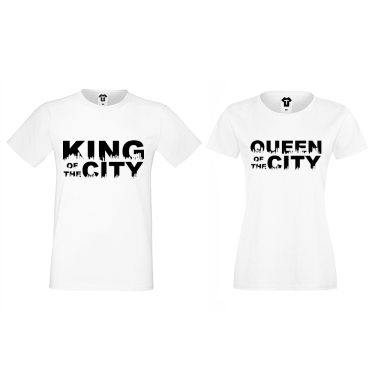 Tricouri pentru cupluri King Queen of the city Tricouri pentru cupluri King Queen of the city