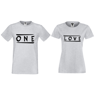 Tricouri pentru cupluri gri One Love Tricouri pentru cupluri gri One Love