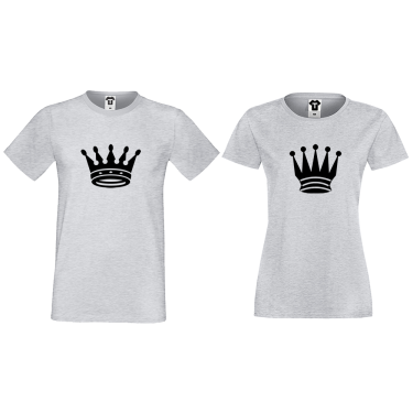 Tricouri pentru cupluri gri Big Crowns