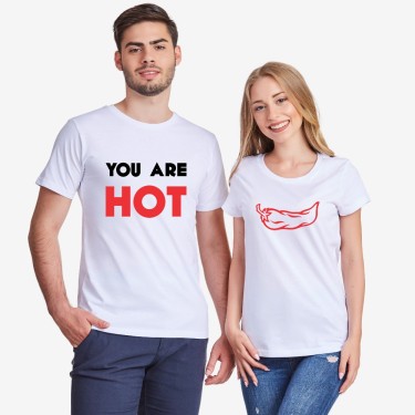 Tricouri pentru cuplu You are hot alb Tricouri pentru cuplu You are hot alb