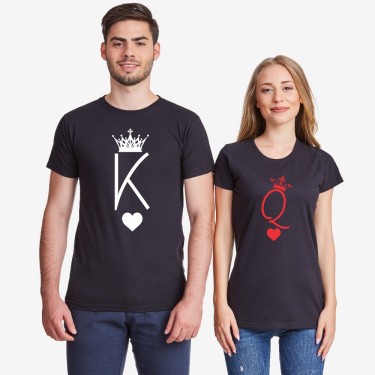 Tricouri pentru cuplu King and Queen Symbols negru Tricouri pentru cuplu King and Queen Symbols negru