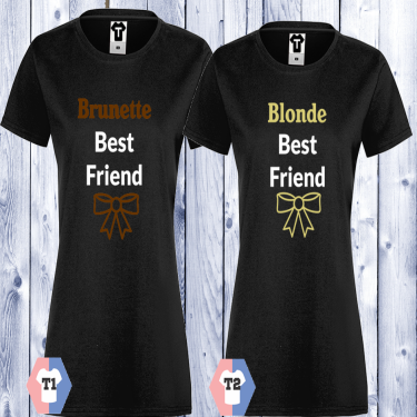 Set tricouri de dama negru BLONDE BEST FRIEND