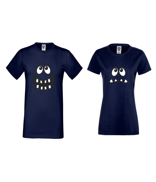 Tricouri pentru cupluri albastu inchis Full Smile