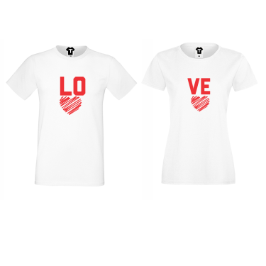 Tricouri pe alb LOVE - LO VE