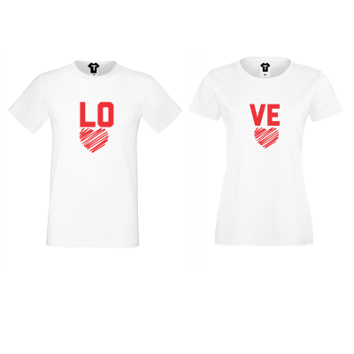 Tricouri pe alb LOVE - LO VE Tricouri pe alb LOVE - LO VE
