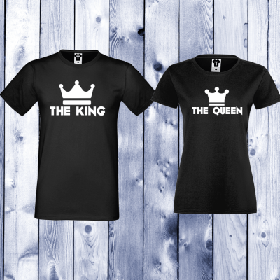 Tricouri pentru cupluri KING - QUEEN negru Tricouri pentru cupluri KING - QUEEN negru