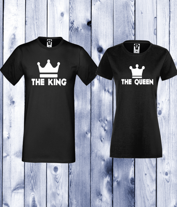 Tricouri pentru cupluri KING - QUEEN negru Tricouri pentru cupluri KING - QUEEN negru
