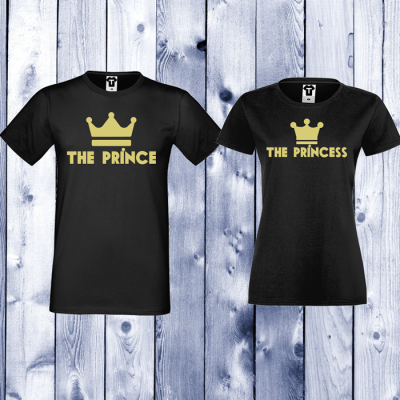 Tricouri pentru cupluri The Prince - The Princess negru Tricouri pentru cupluri The Prince - The Princess negru