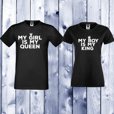 Tricouri pentru cupluri My Girl Is My Queen - Negru