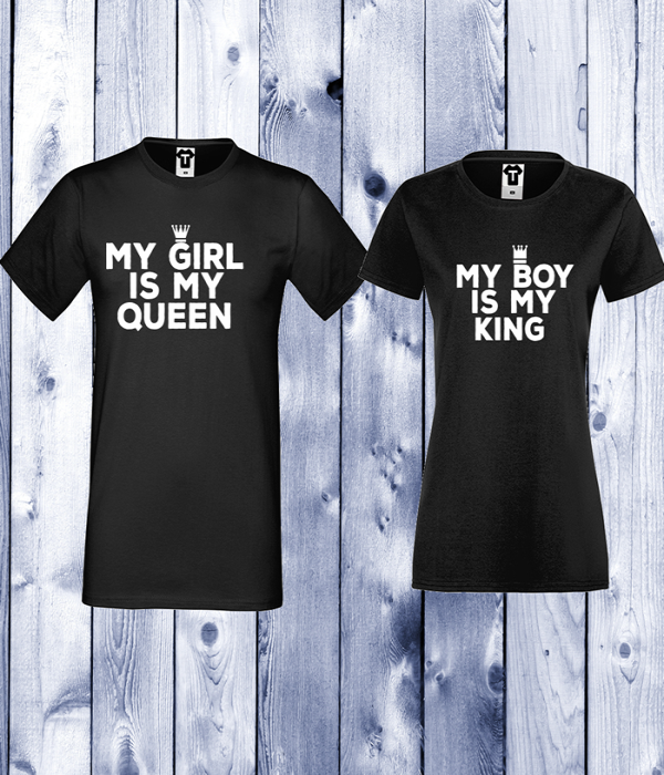 Tricouri pentru cupluri My Girl Is My Queen - Negru Tricouri pentru cupluri My Girl Is My Queen - Negru