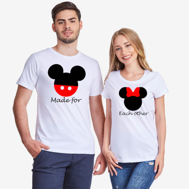 Tricouri pentru cuplu Made for Each Other Mouse alb