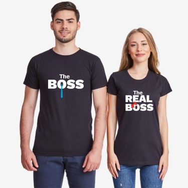 Tricouri pentru cuplu The Real Boss Tie negru