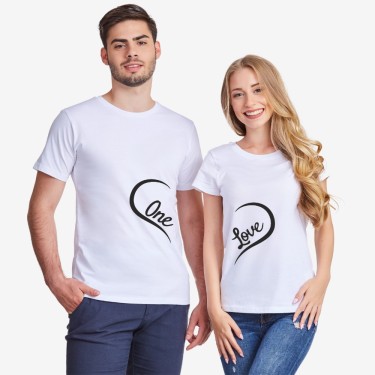 Tricouri pentru cuplu One Love alb Tricouri pentru cuplu One Love alb