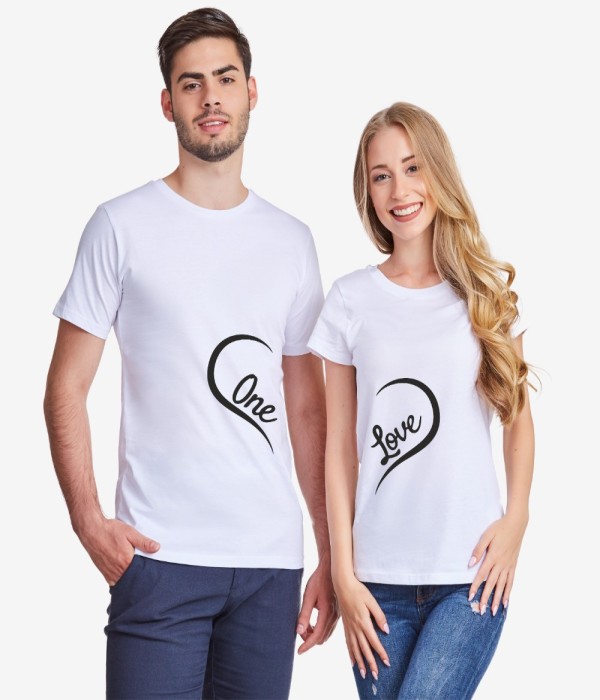 Tricouri pentru cuplu One Love alb Tricouri pentru cuplu One Love alb
