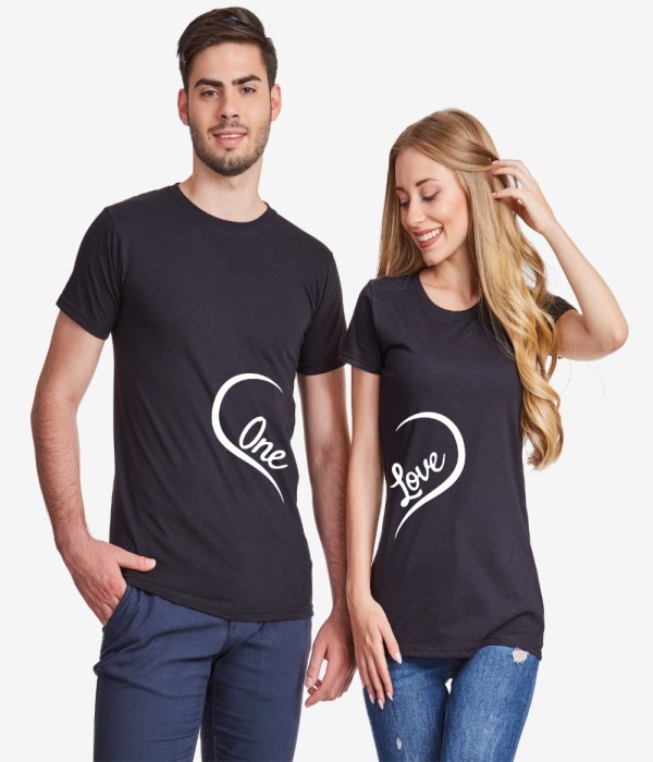 Tricouri pentru cuplu One Love negru Tricouri pentru cuplu One Love negru