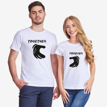 Tricouri pentru cuplu Together Forever Hands alb Tricouri pentru cuplu Together Forever Hands alb