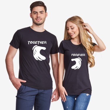 Tricouri pentru cuplu Together Forever Hands negru