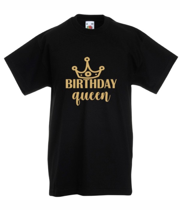 Tricou de copii Birthday Queen negru Tricou de copii Birthday Queen negru
