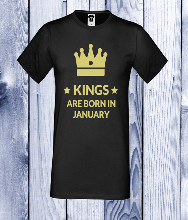 Tricou de barbat negruKING ARE BORN IN...