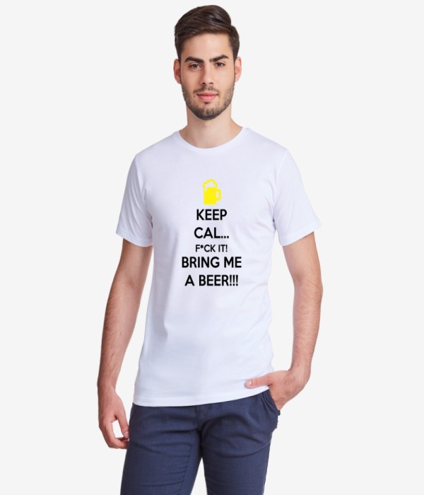 Tricou de barbati Keep Calm and bring me a Beer alb