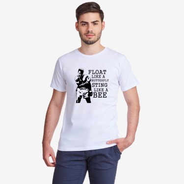 Tricou de barbat Float like a butterfly Sting like a bee - Muhammad Ali alb Tricou de barbat Float like a butterfly Sting like a bee - Muhammad Ali alb