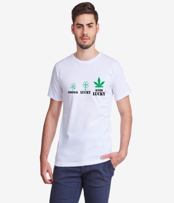 Tricou de barbat Super Lucky alb Tricou de barbat Super Lucky alb