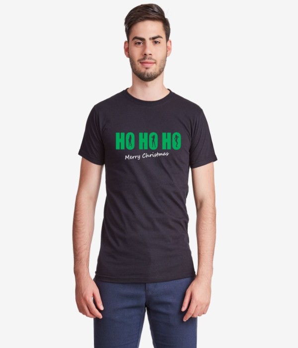Tricou de barbat pe alb sau negru HO-HO-HO Merry Christmas