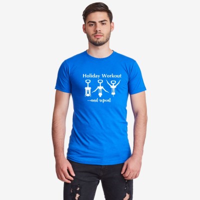 Tricou de barbat pe alb sau abastru Holiday Workout