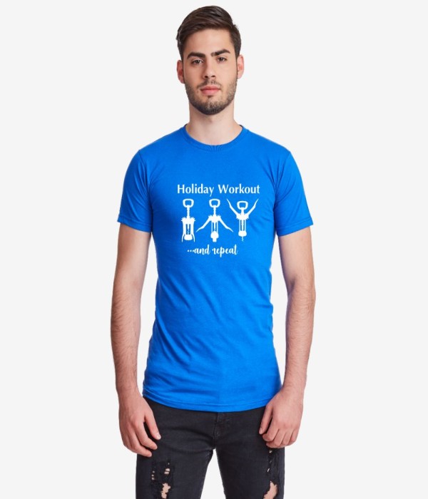 Tricou de barbat pe alb sau abastru Holiday Workout