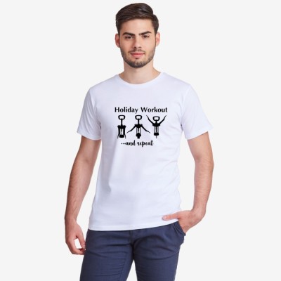 Tricou de barbat pe alb sau abastru Holiday Workout