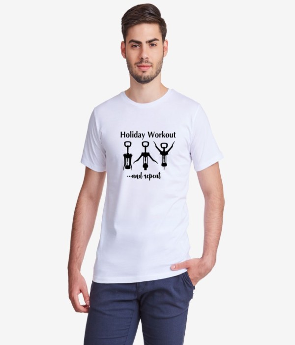 Tricou de barbat pe alb sau abastru Holiday Workout