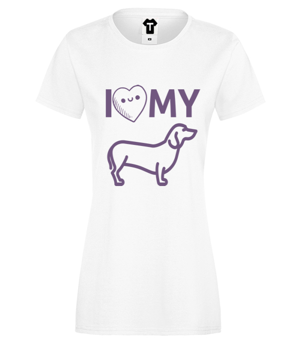 Tricou de dama alb I LOVE MY Dackel