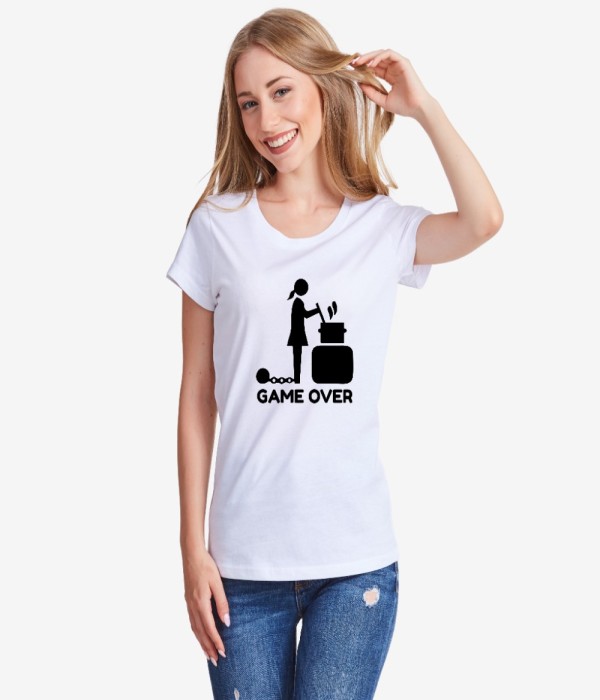 Tricou de dama Game Over alb Tricou de dama Game Over alb