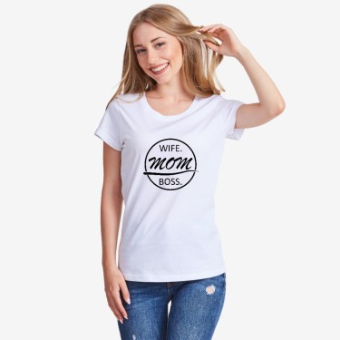 Tricou de dama Wife Mom Boss alb Tricou de dama Wife Mom Boss alb