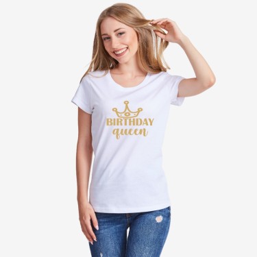 Tricou de dama Birthday Queen alb Tricou de dama Birthday Queen alb