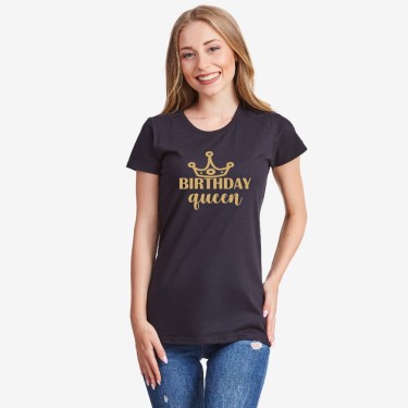 Tricou de dama Birthday Queen negru Tricou de dama Birthday Queen negru