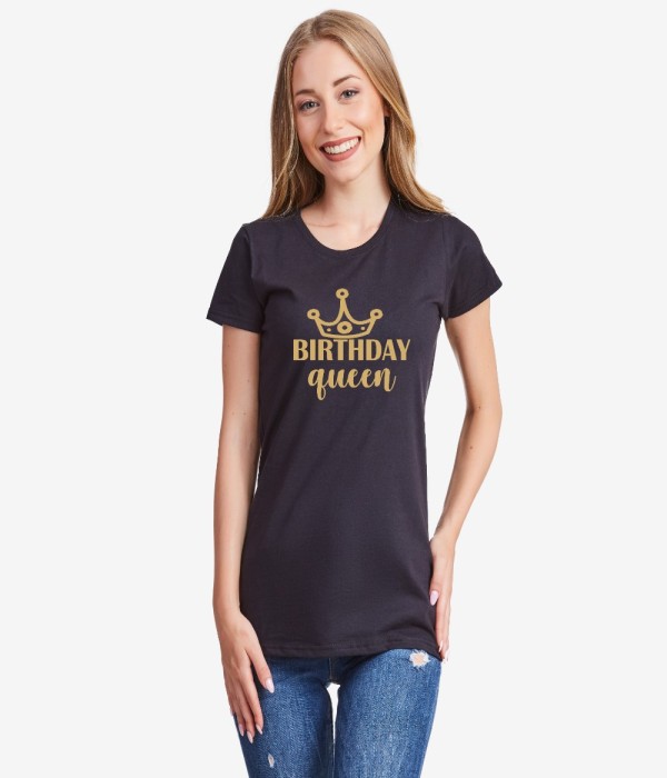 Tricou de dama Birthday Queen negru Tricou de dama Birthday Queen negru
