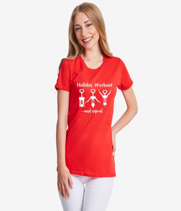 Tricou de dama pe alb sau rosu Holiday Workout Tricou de dama pe alb sau rosu Holiday Workout